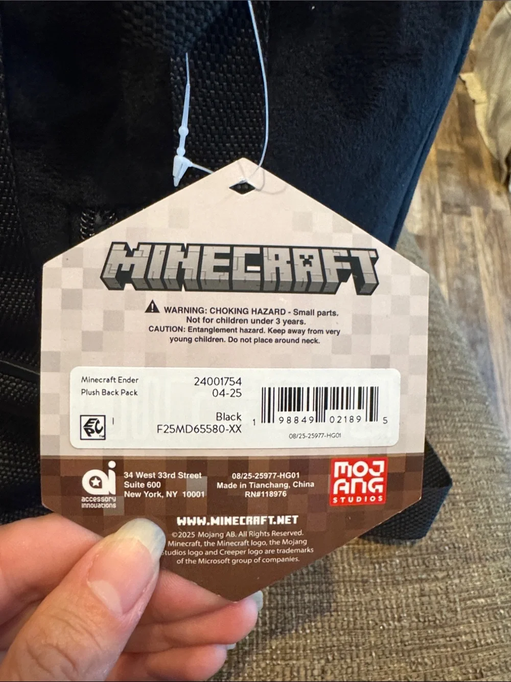 Minecraft ender dragon plush backpack NWT